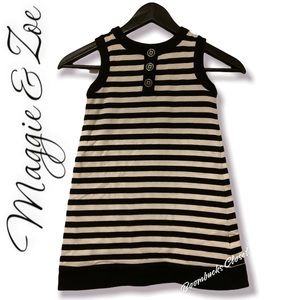 Maggie & Zoe Striped Tank Dress, Summer Dress 100% Cotton Medium. black & White